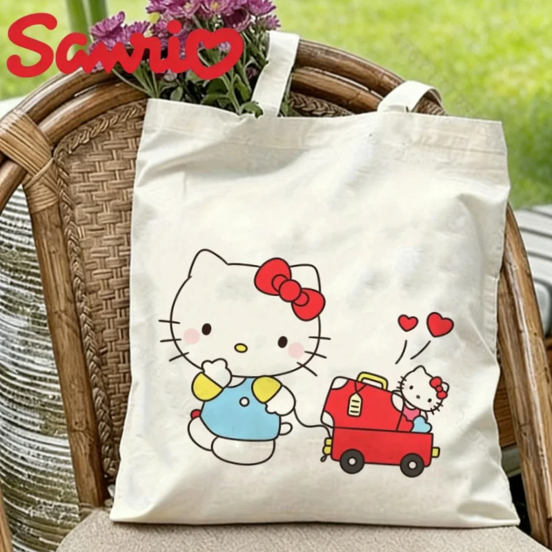 

1PC Hello Kitty Pull-Along Toy Car Canvas Tote Eco-friendly Reusable Shoulder Bag