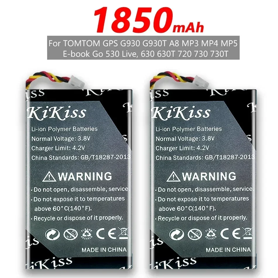 KiKiss 1850mAh Replacement Battery For TOMTOM GPS G930 G930T A8 MP3 MP4 MP5 E-book Go 530 Live, 630 630T 720 730 730T