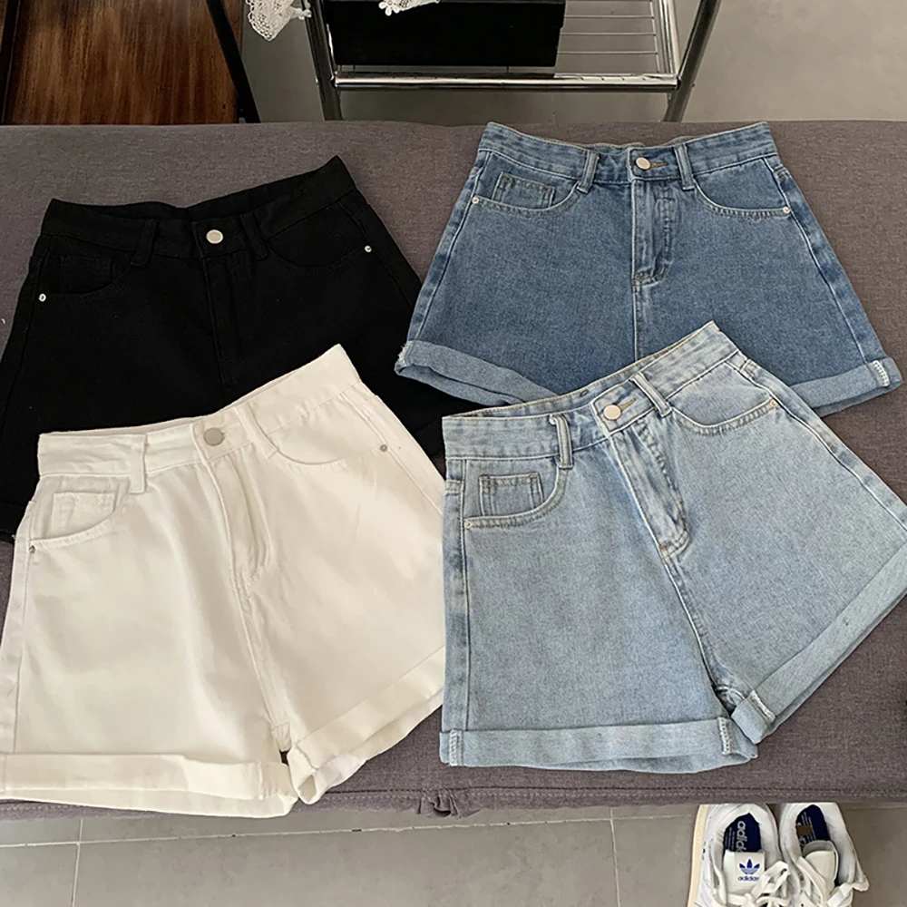 トレンドのカールAラインデニムショートパンツ レディース 夏 ハイウエスト スリム ロールド ジーンズショートパンツ 2025 新作 ガールズ カジュアル スリム ホットパンツ
