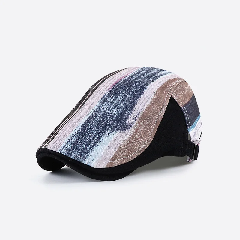 

Men's Four Seasons Striped Peaked Cap Women's Printed Casual Advance Hats Single Layer Graffiti Beret Advance Hats