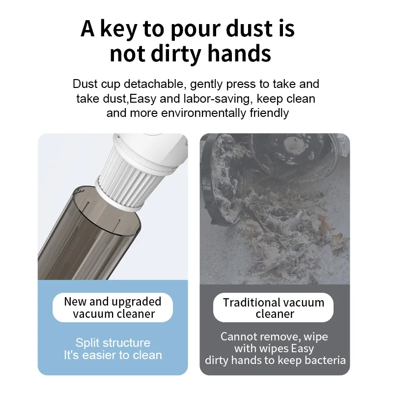 مكنسة كهربائية محمولة باليد، لاسلكية منزلية، شفط قوي، تنظيف وإزالة العث، متكاملة متعددة الوظائف