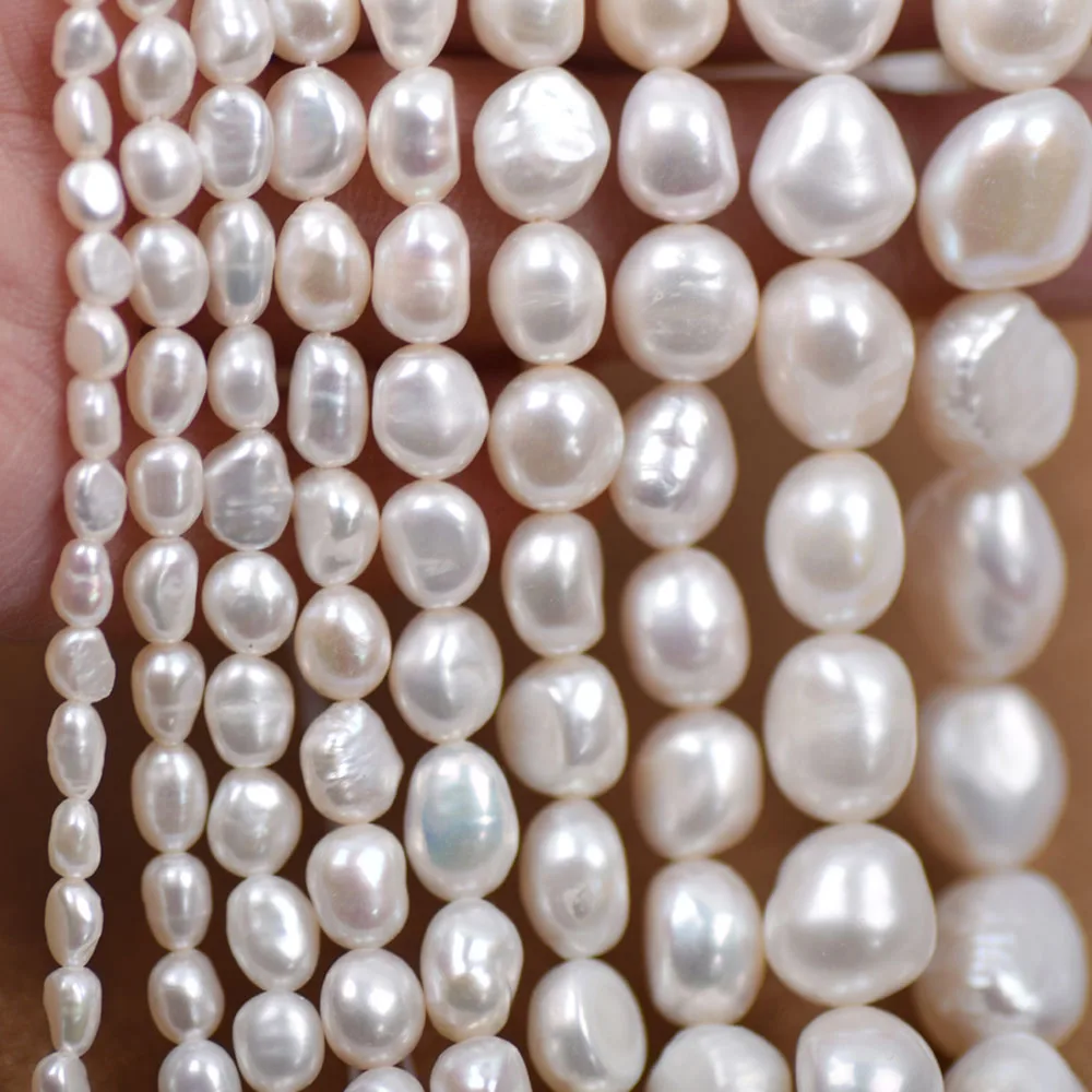 AAA High Quality Natural Freshwater Baroque Pearl Beads Straight Hole Two Sides Light 3-10mm for DIY Jewelry Making Necklace