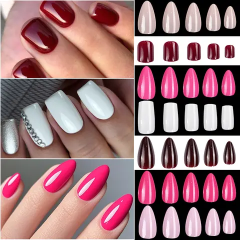 120 पीस लाल छोटे चौकोर नकली नाखून गर्मियों में चमकदार पूर्ण कवर प्रेस नेलटिप ऐक्रेलिक नकली फिंगरटिप महिलाओं के लिए मदर्स डे गिफ्ट 12 best sales नकली नाखून छोटे - №4