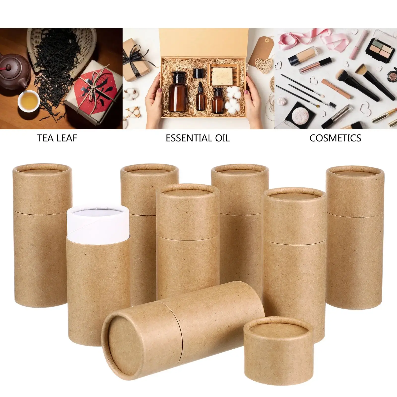 10PCS 50/100ml Wood Kraft Paperboard Tubes Round Kraft Paper Containers For Pencils Tea Caddy Coffee Cosmetic Crafts Gift