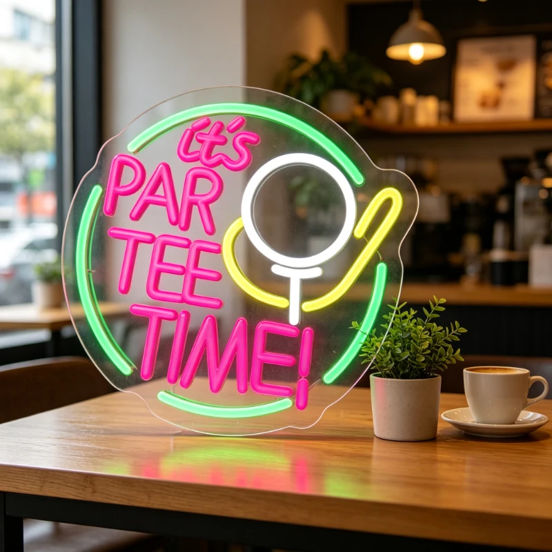 Its Par Tee Time Golf LED Neon Sign USB Powered Dimmable Wall Art for Club Bar Man Cave Party Funny Sports Decor