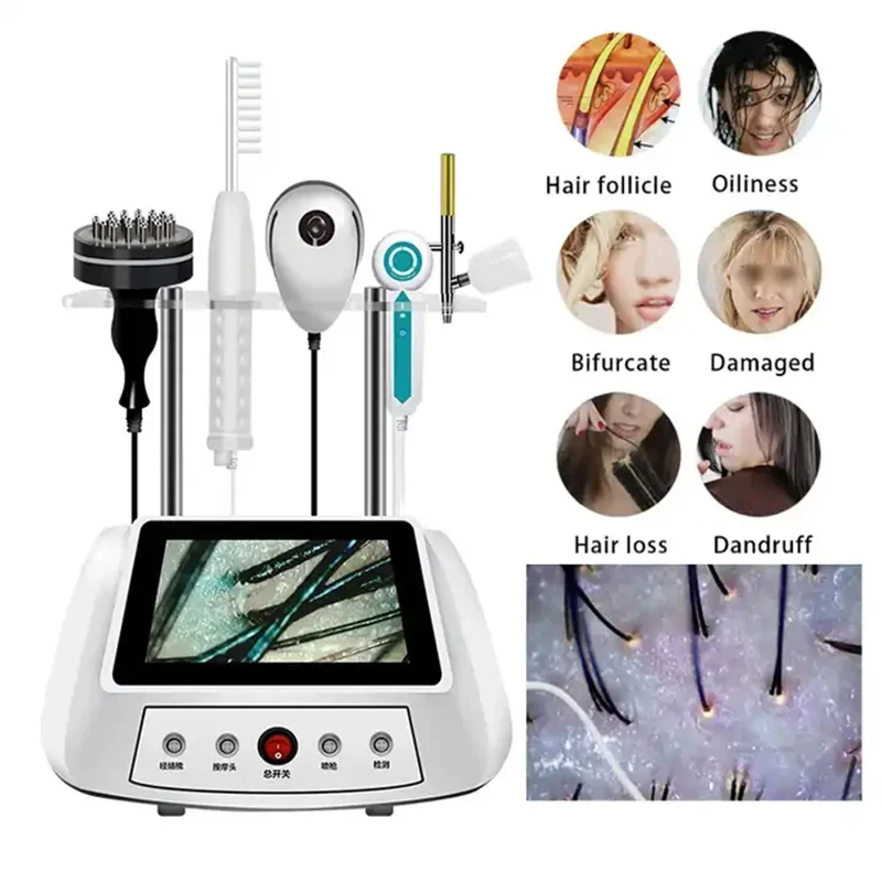 2024 Professional Hair Scalp Treatment Machine with Hair Follicle Detection Analysis Nano Sprayer Hair Regrowth Scalp Massager