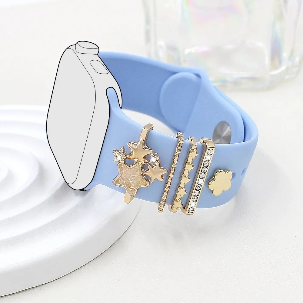 5 uds nuevo reloj de Metal adorno estrella flores anillo decorativo correa herramienta decorativa accesorios de correa para Apple Watch Band