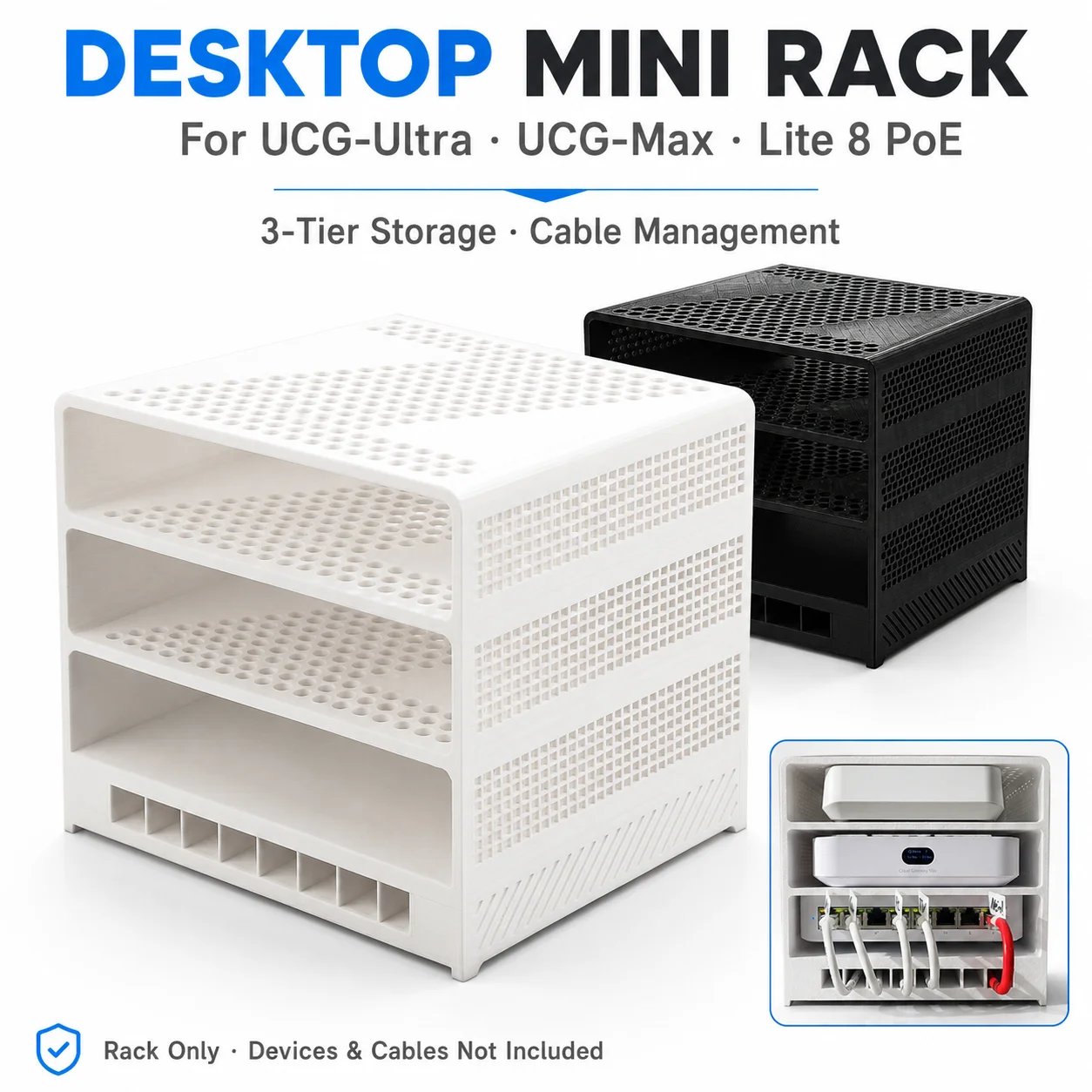support-de-bureau-miniature-pour-impression-3d-pour-unifi-ucg-ultra-ucg-max-usw-lite-8-poe-organisateur-de-reseau-a-3-niveaux-gestion-des-cables