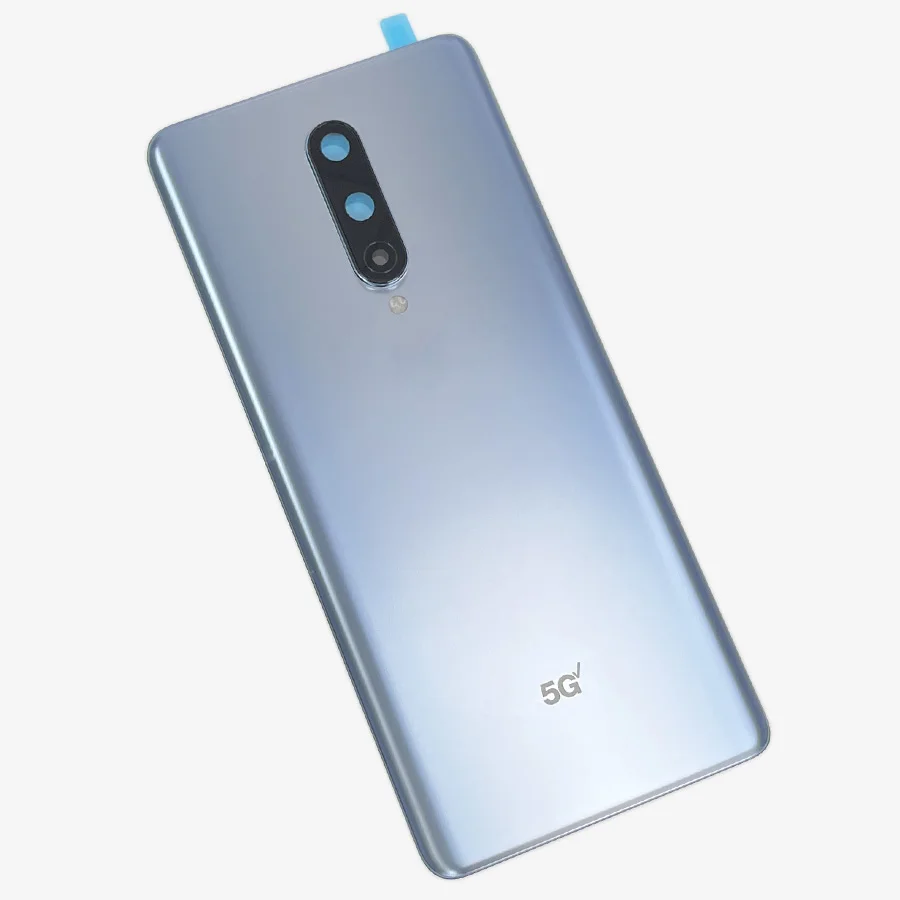 Penutup baterai A +++ casing belakang rumahan pintu belakang untuk penutup belakang OnePlus 8 5G dengan lensa bingkai kamera 1 + 8 suku cadang reparasi Logo