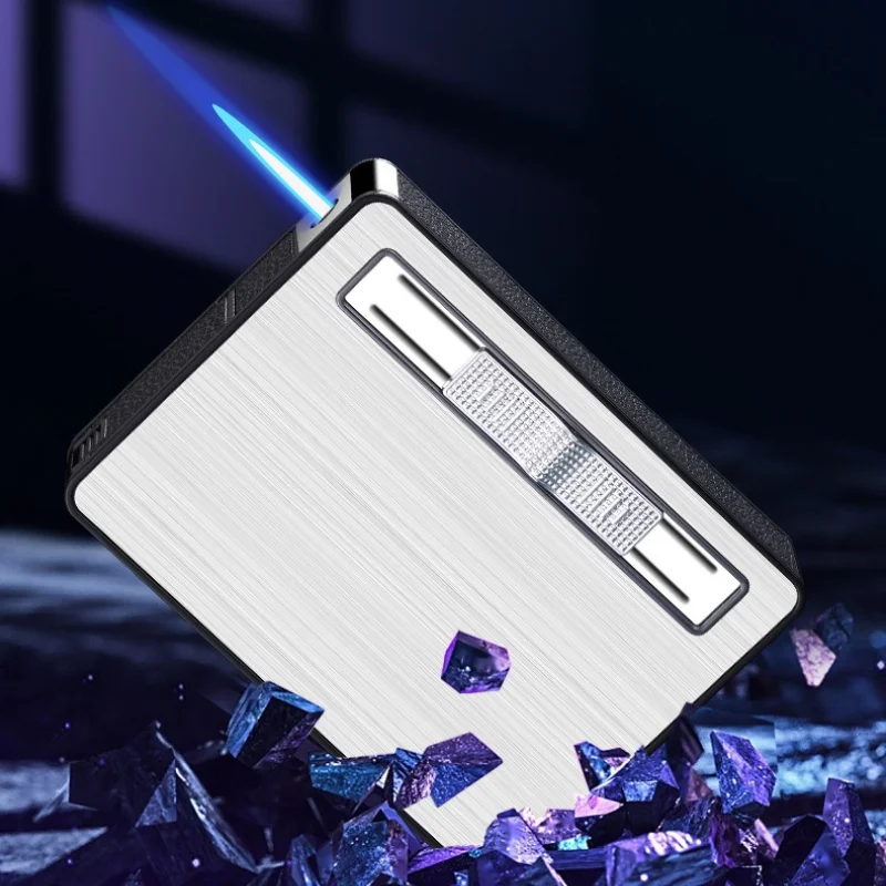 

New 10 Pack Cigarette Cases Metal Direct Impact Windproof Lighter Blue Flame Open Flame Cigarettes Lighters & Smoking Accessorie