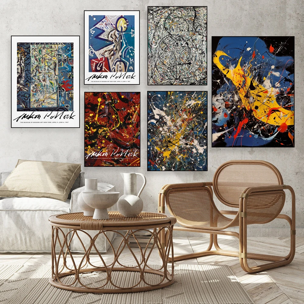 Jackson Pollock prints, American Abstract Expressionism, Museum of Modern Art, vibrant home wall decor poster