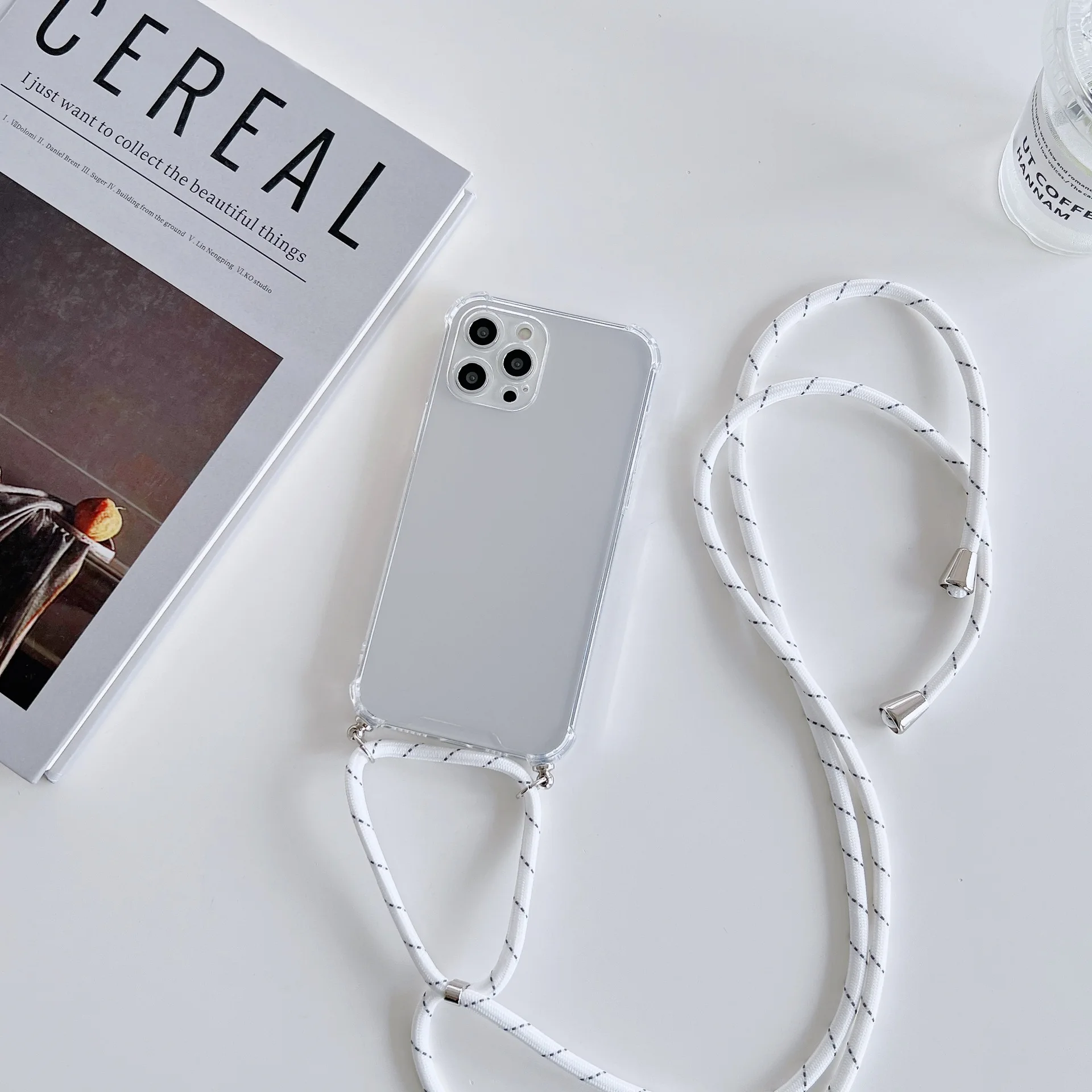 Necklace Case For iPhone 11 Shoulder Lanyard Transparent Soft TPU Phone Cover For iPhone 17 16 15 14 13 12 XR 11 Pro Max XS MAX