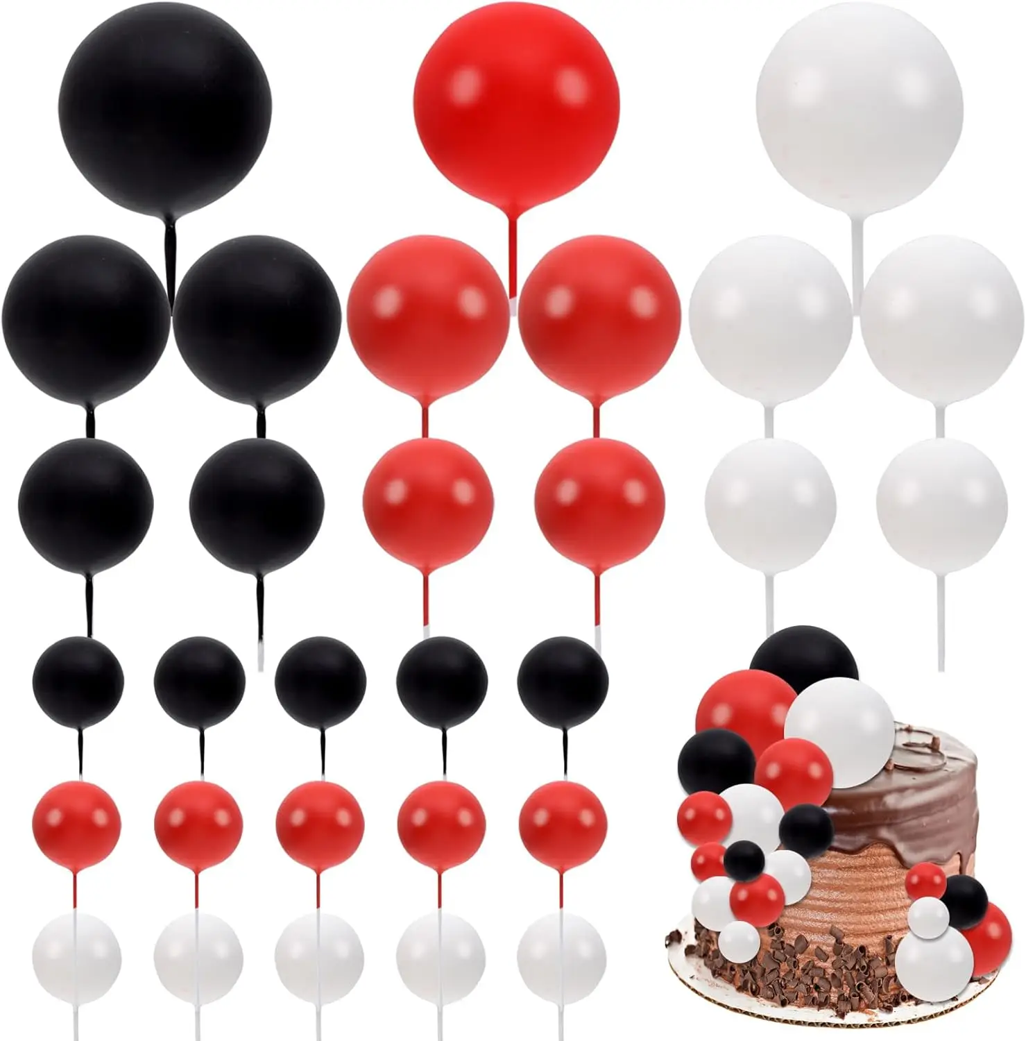 30 Stück Kugeln Kuchen Topper DIY Kuchen Einsatz Topper Ball Kuchen Picks Cupcake Topper für Geburtstag Baby Dusche Hochzeit Kuchen Dekoration