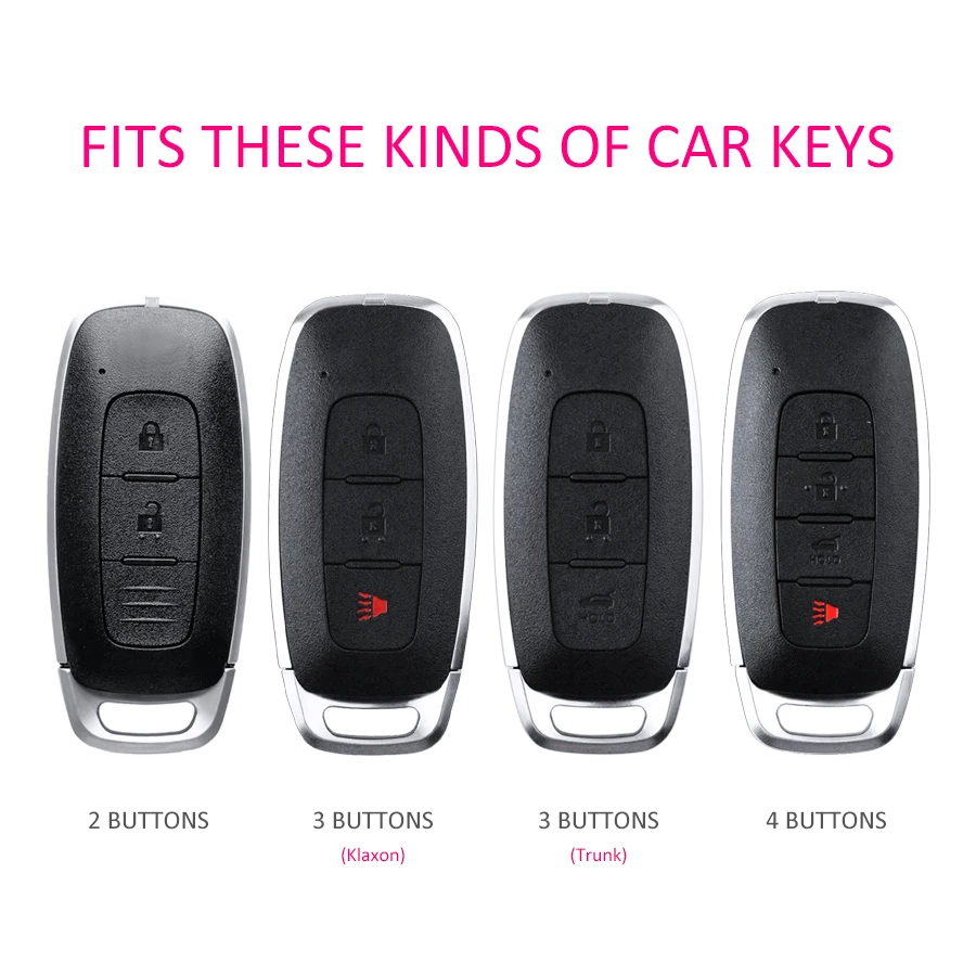 2x Silicone Key Fob Cover Case Holder Keychain For Nissan Rogue X-Trail Qashqai Ariya Kicks Pathfinder Juke Sentra Versa Serena