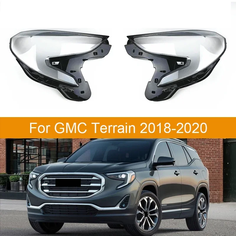 Pair Car Front Headlight Cover For GMC Terrain 2018 2019 2020 Lampshade Head Lamp Replacement Light Shell Glass Lens