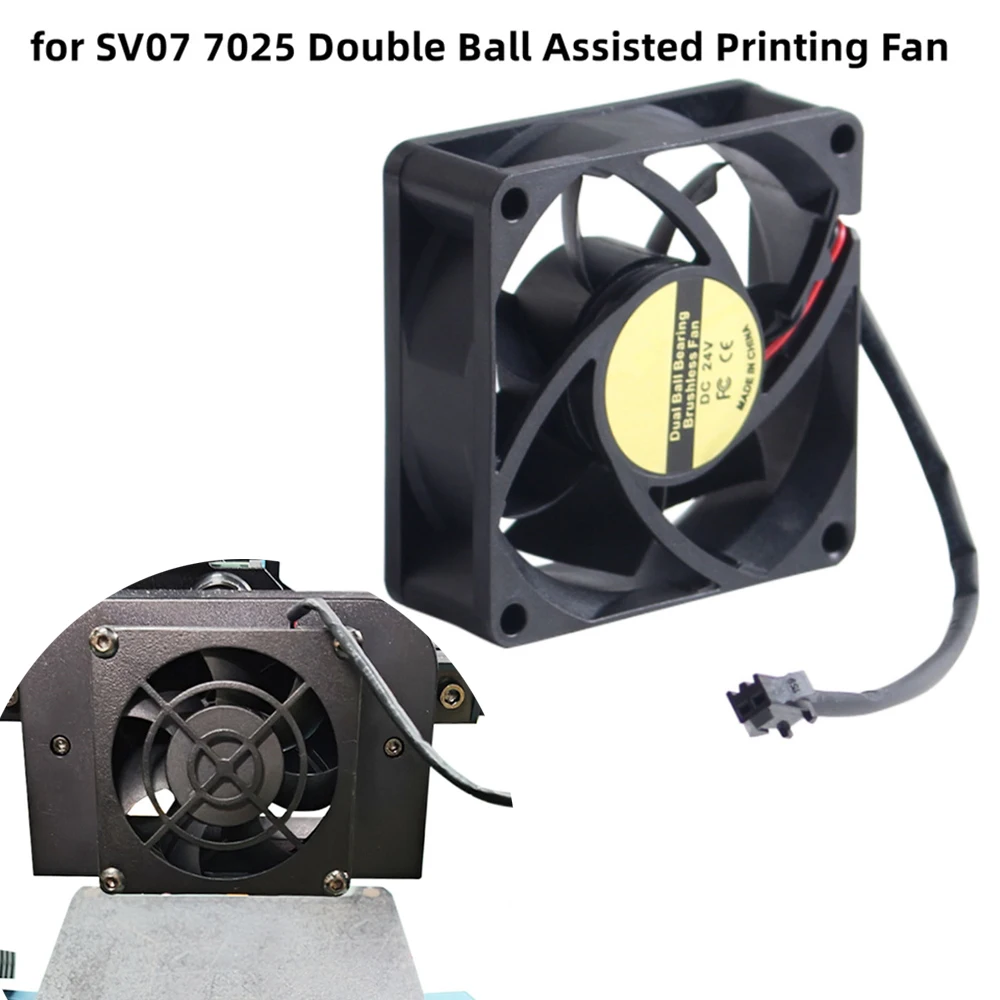 For Sovol SV07 Dual Ball Assisted Printing Fan Replacement for SV07 7025 Double Ball Cooling Fan 24V 3D Printer Accessories