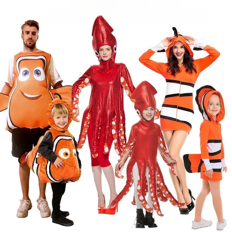 ชุดคอสเพลย์ตัวตลกการ์ตูน Inkfi แนวธีมสิ่งมีชีวิตในมหาสมุทร สำหรับผู้ใหญ่ วัสดุโพลีเอสเตอร์ เหมาะสำหรับงานฮาโลวีน