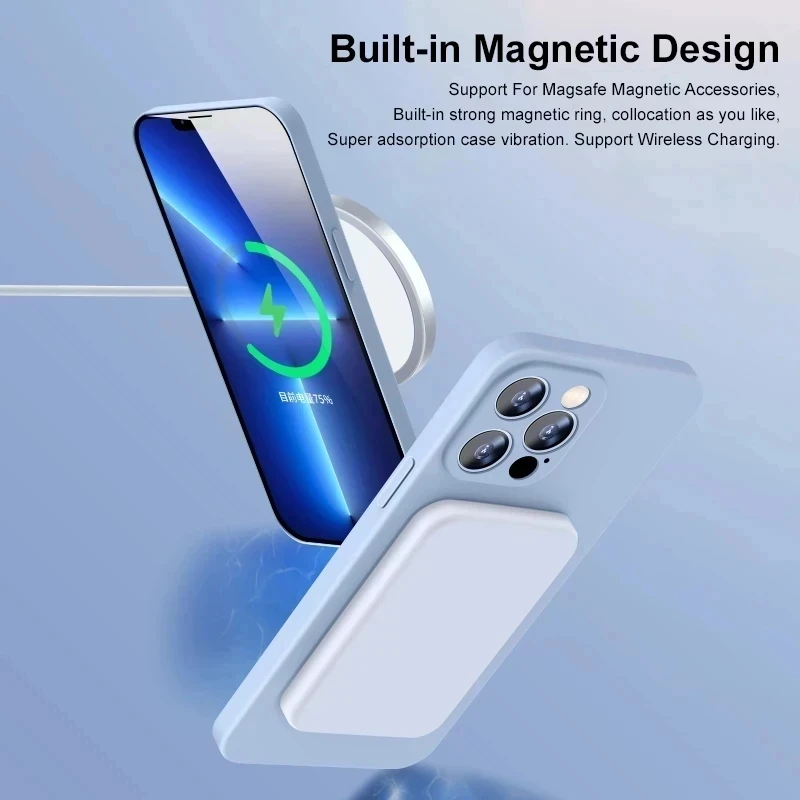 Original Wireless Charging For Magsafe Case For iPhone 16 15 14 13 12 11 Pro Max Plus Magnetic Liquid Silicone Bumper Case Cover