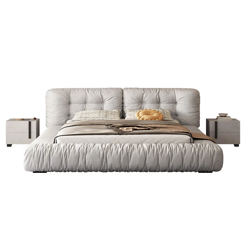 Cream Modern simple master bedroom large High-end atmosphere light luxury fabric  Tatami double