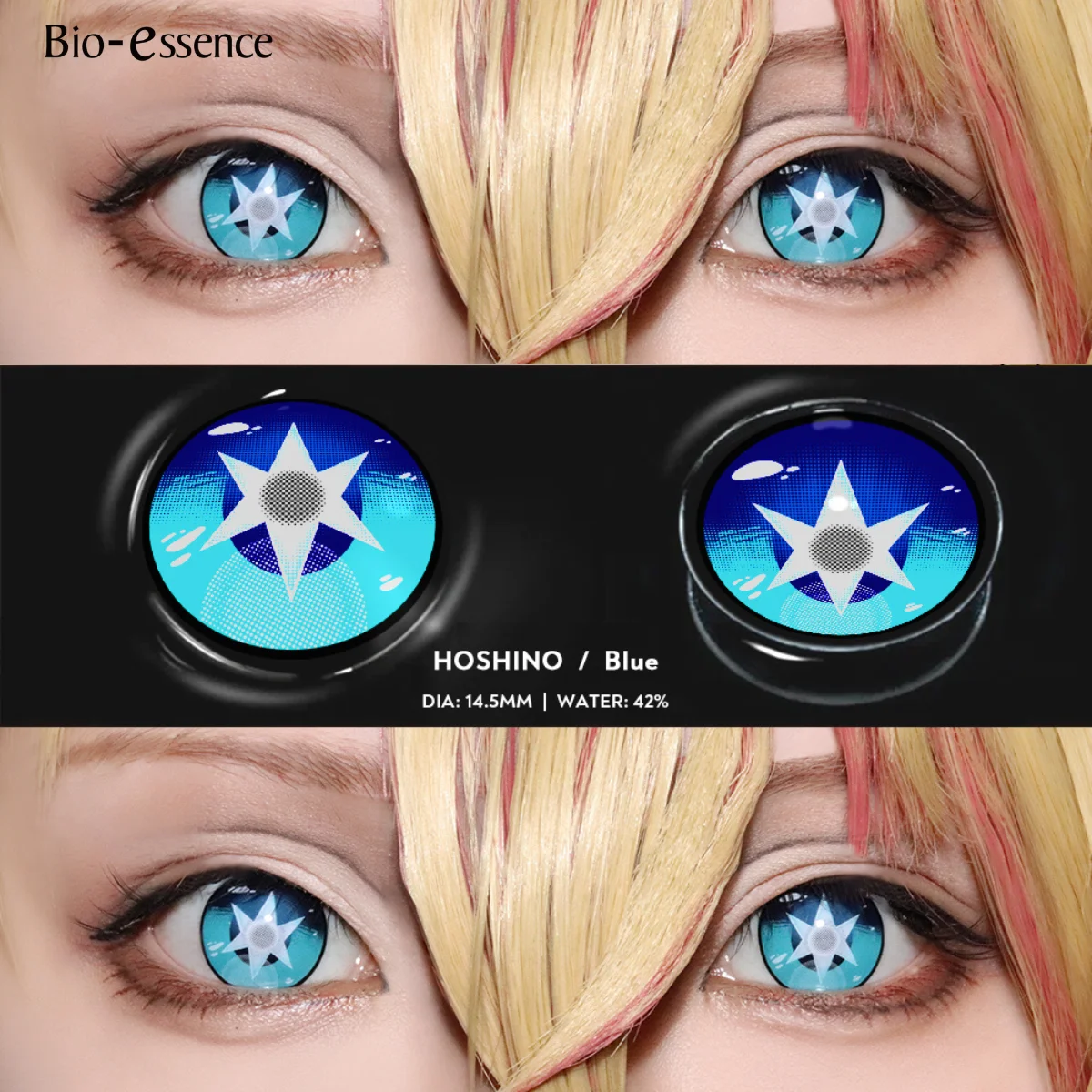 Bio-essence Pink Lenses 1 Pair Colored Contact Lenses for Eyes Anime Accessories Anime Lenses Cosplay Lenses Nezuko Colorcon