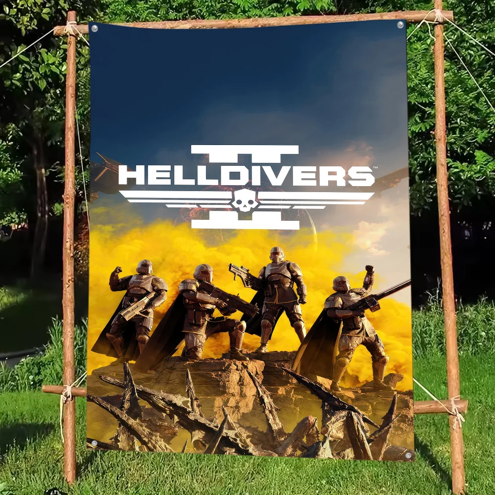 H-Helldivers 2 Game Flag DIY Flag For Family Group Party Living Room Home Dorm Decor Wall Art Decor Banner