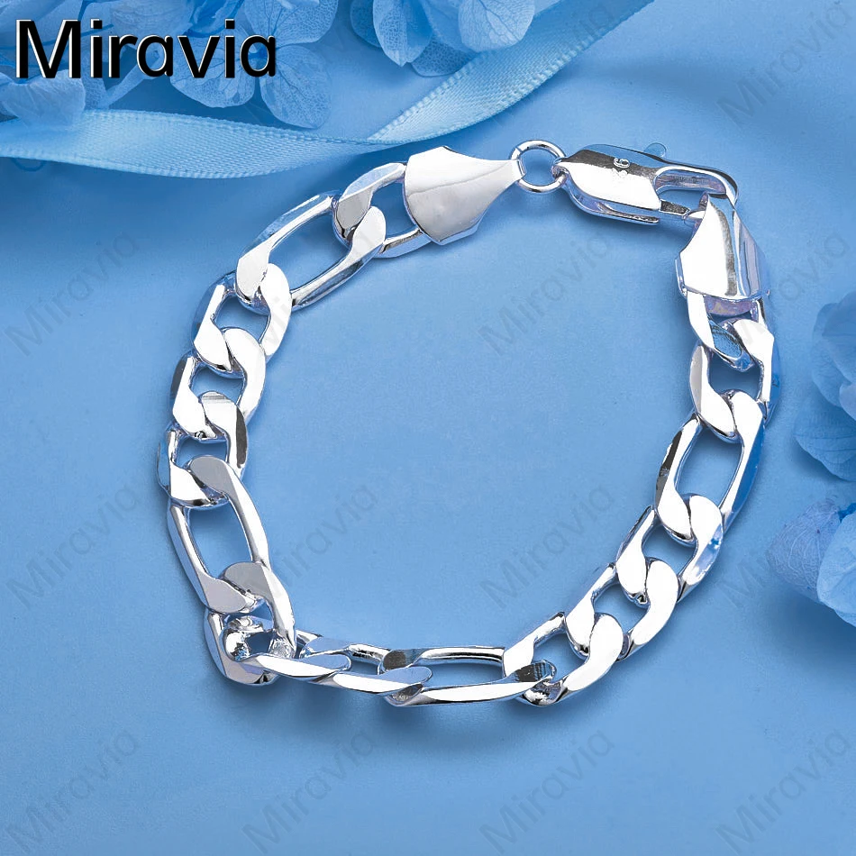 

Miravia 925 Sterling Silver 10mm Cuban Chain 3 in 1 Bracelet Women's Exquisite Elegant Engagement Jewelry