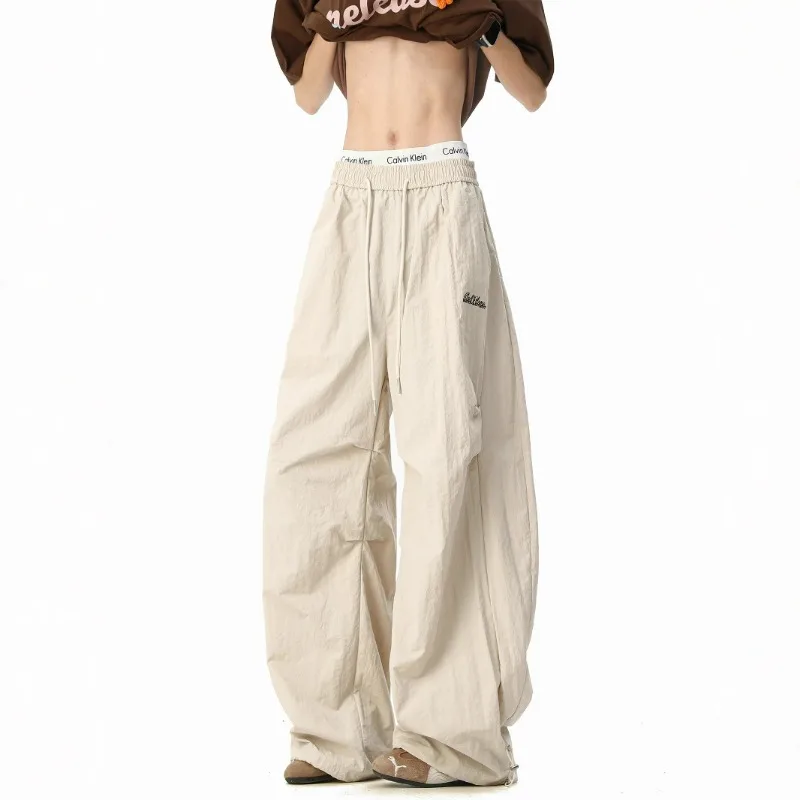American Retro Pleated Paratrooper Workwear Pants Men's Summer Straight-leg Wide-leg Curved Knife Pants Breathable Quick-drying