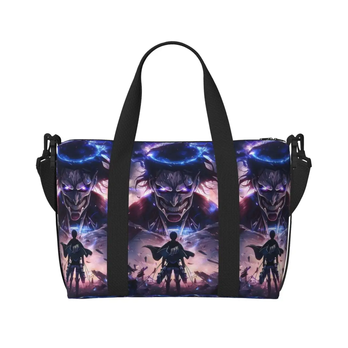 

Custom Attacks On Titans Beach Tote Bag Women Extra Large Gym Carry On Cartoon Anime Comic Film Travel Shopping Bags
