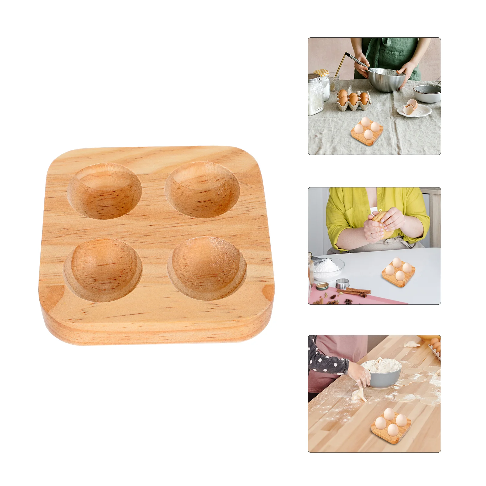 Refrigerator Egg Holder Countertop Wooden Tray Storage Shelving Rack Chicken Trays Mini Fridges