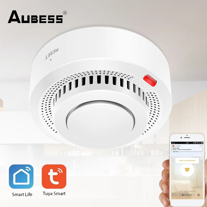 

Tuya WiFi Smart Smoke Detector High-sensitivity Smoke Detection Alarm Smart Life APP Remote Monitor Work With Alexa Google Home