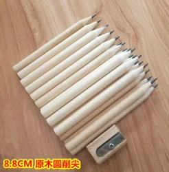 100pcs/lot Mini Size 8.8cm long Simple Wood Pencils has been sharpenered Round Hexagon Log pencil For Kids And Children