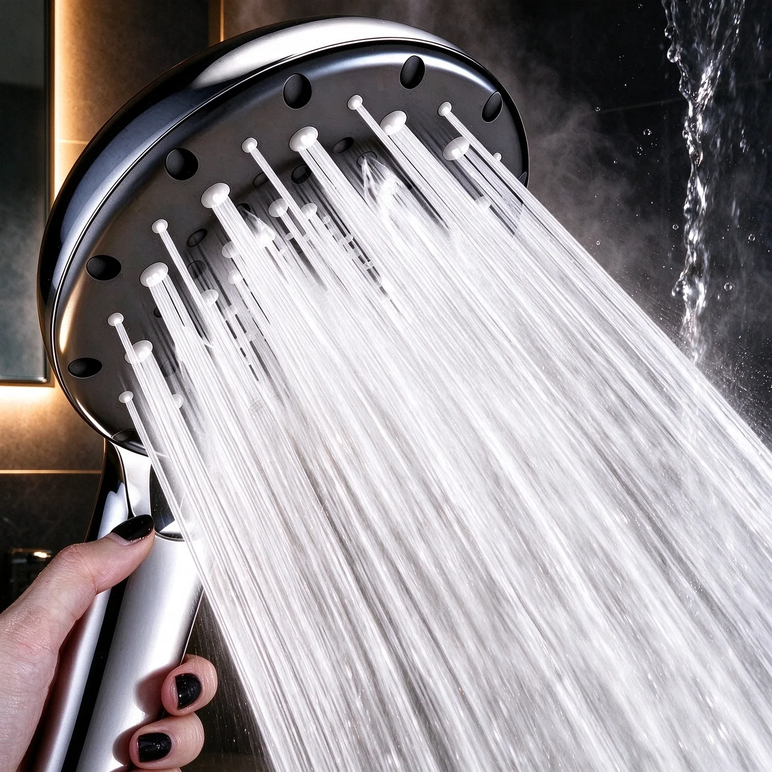 6 Modes High Pressure Handheld Shower Head Large Nozzle Thickened Drop Resistant High Water Flow Bathroom Shower Nozzle Home Use