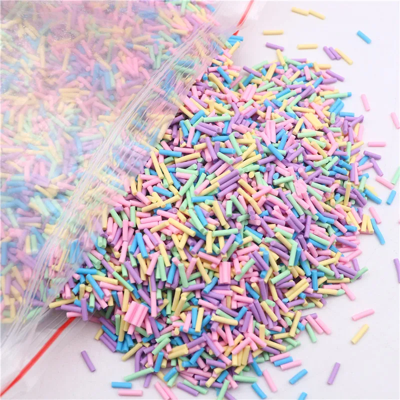 Wholesale 5mm Long Cylindrical Polymer Clay Sprinkles Colorful Clay Slices for DIY Crafts Tiny Cute Plastic Klei Accessories