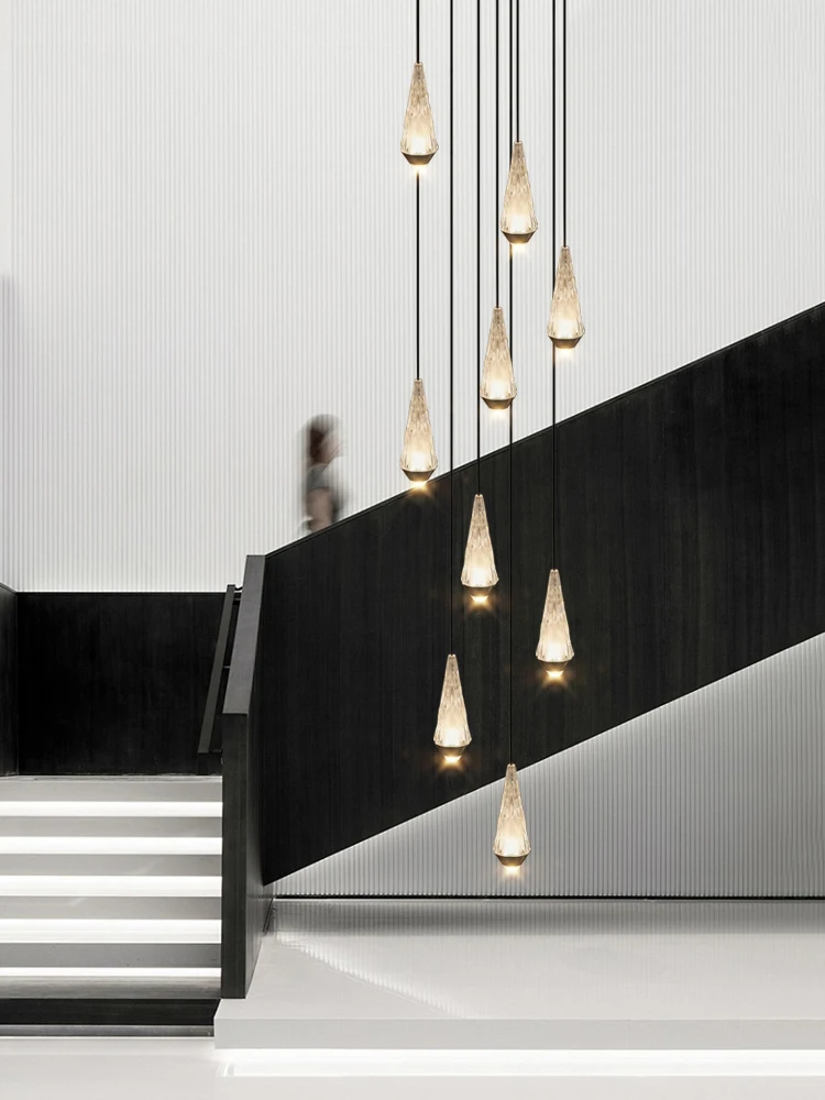 Modern Style Restaurant Dining Table Pendant Light Villa Lobby Decoration Chandelier Hanging Stairs Pendent Lamp Indoor Lighting