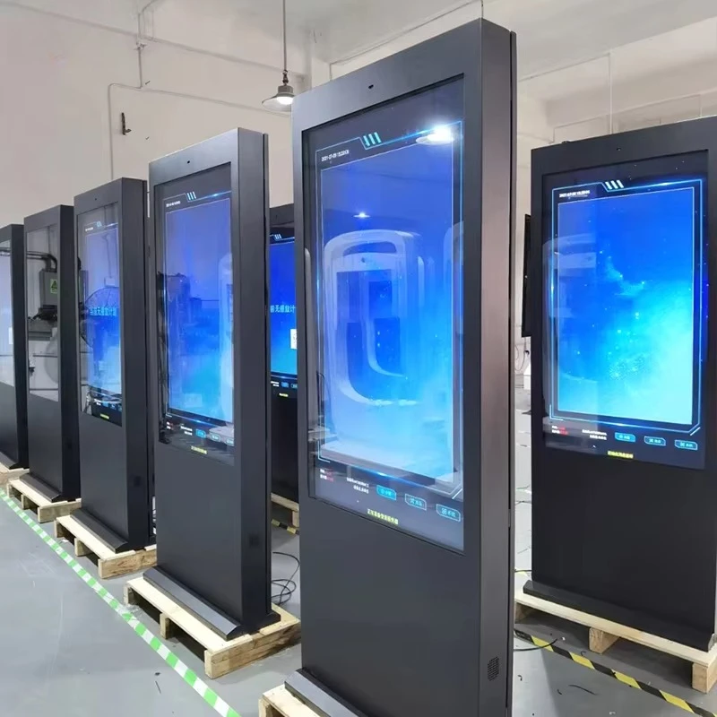 Shopping Mall High Brightness Waterproof Stand Alone 55 65 Capacitive Lcd Screen 4K Outdoor Floor Standing Digital Signage Totem
