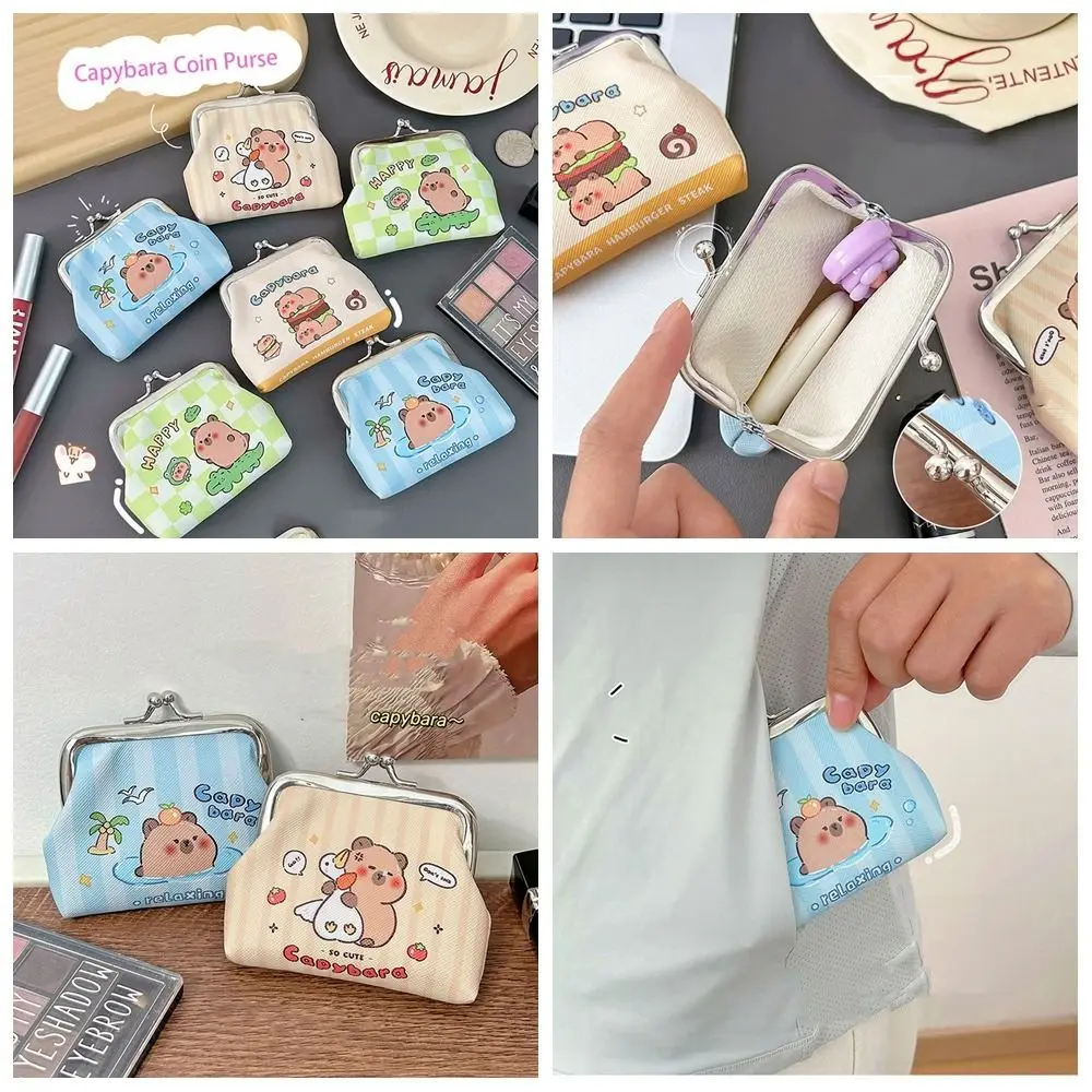 

Mini PU Leather Capybara Coin Purse Card Holder Mini Storage Bag Cartoon Wallet Clutch Bag Card Bag Outdoor