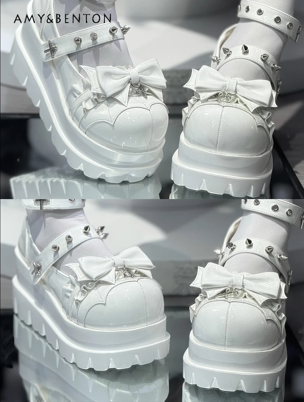 

Gothic Rivet Cross High Heels Punk Style Sweet Cool Hot Girl Pu Leather Platform Heels Y2k Subculture Student Single Shoes Women