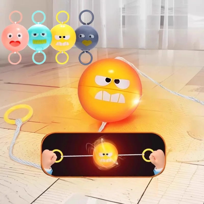 2pcs Luminous Whistle Ball Children's Rotating Flash Flywheel Puzzle Pulling Rope Childhood Creative Stress Relief work out Toy image 3