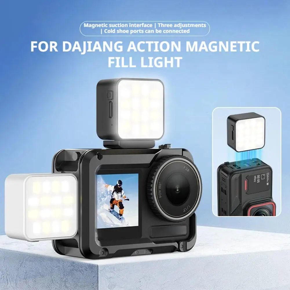 Magnetic Photography Fill Light for dji OSMO Pocket 3/ Action 5 Pro Vlogging Light Mini LED Action Camera Video Light U4I9