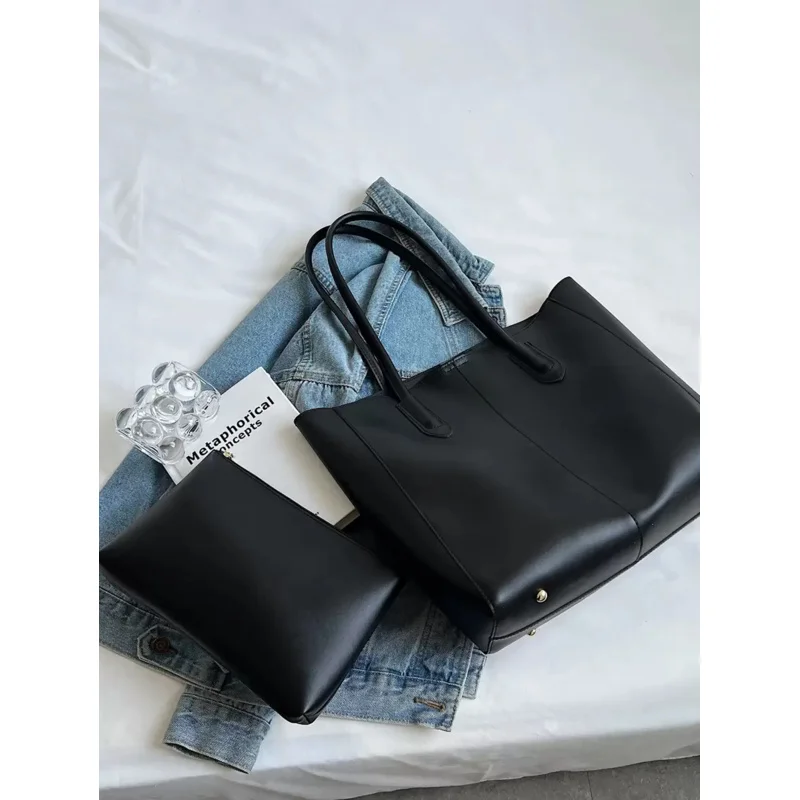 حقيبة كتف بتفاصيل غرزة مع حقيبة داخلية للفتيات المراهقات والنساء وطلاب الجامعات والروكي وعمال الياقة البيضاء مثالية