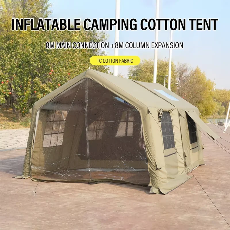 8+8㎡ Automatic Inflatable Camping Tent Outdoor Quick Fold 6-8 Person Hall Ridge Tent for Family Gatherings