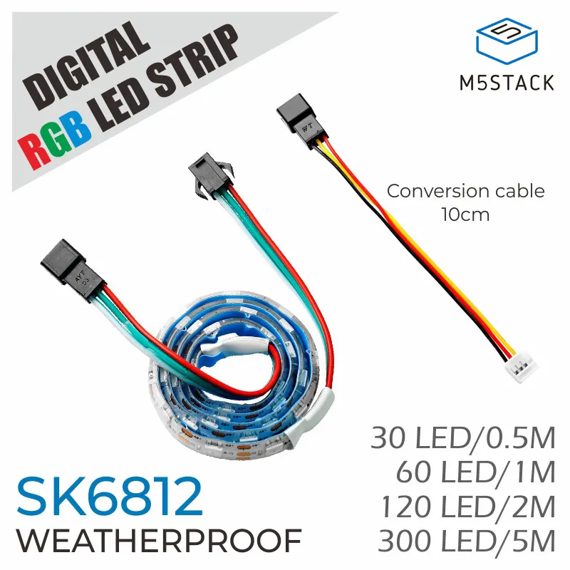 

Официальные программируемые светодиодные ленты M5Stack RGB SK6812, водонепроницаемые, с защитой от капель, для умного дома, автоматизации и декоративного освещения