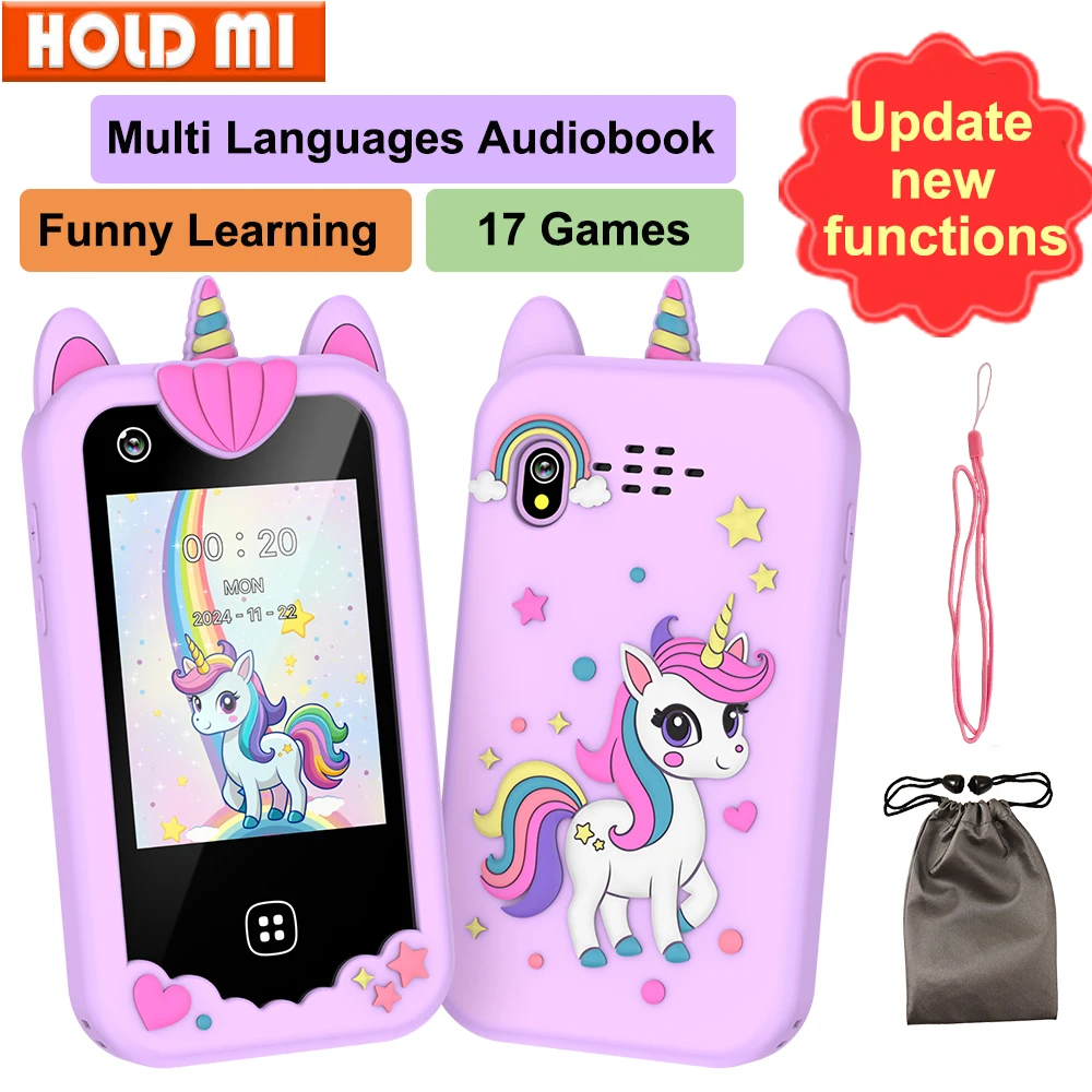 

Kids Smart Phone 17 Games Children Cell Phone Toys Audio Books Music Player Toddler Learning Phone for Girls Boys Birthday Gifts