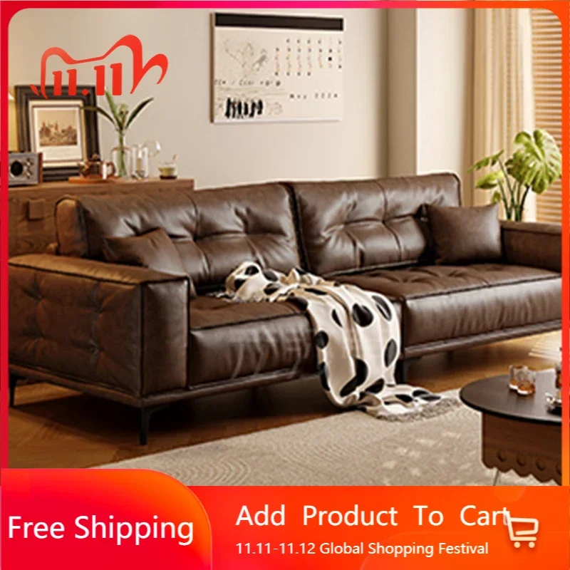 

Designer Designer Brown Living Room Sofas Adults Villa Oversize Leather Lazy Living Room Sofa Canape Divano Postmodern Furniture