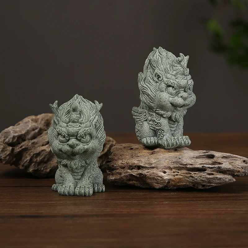 Chinese Style Pixiu Ornaments Zhaocai Qingsha Stone Handcarved Statues Home Decoration Tea Pet Lucky Beast Stone Carving Decor