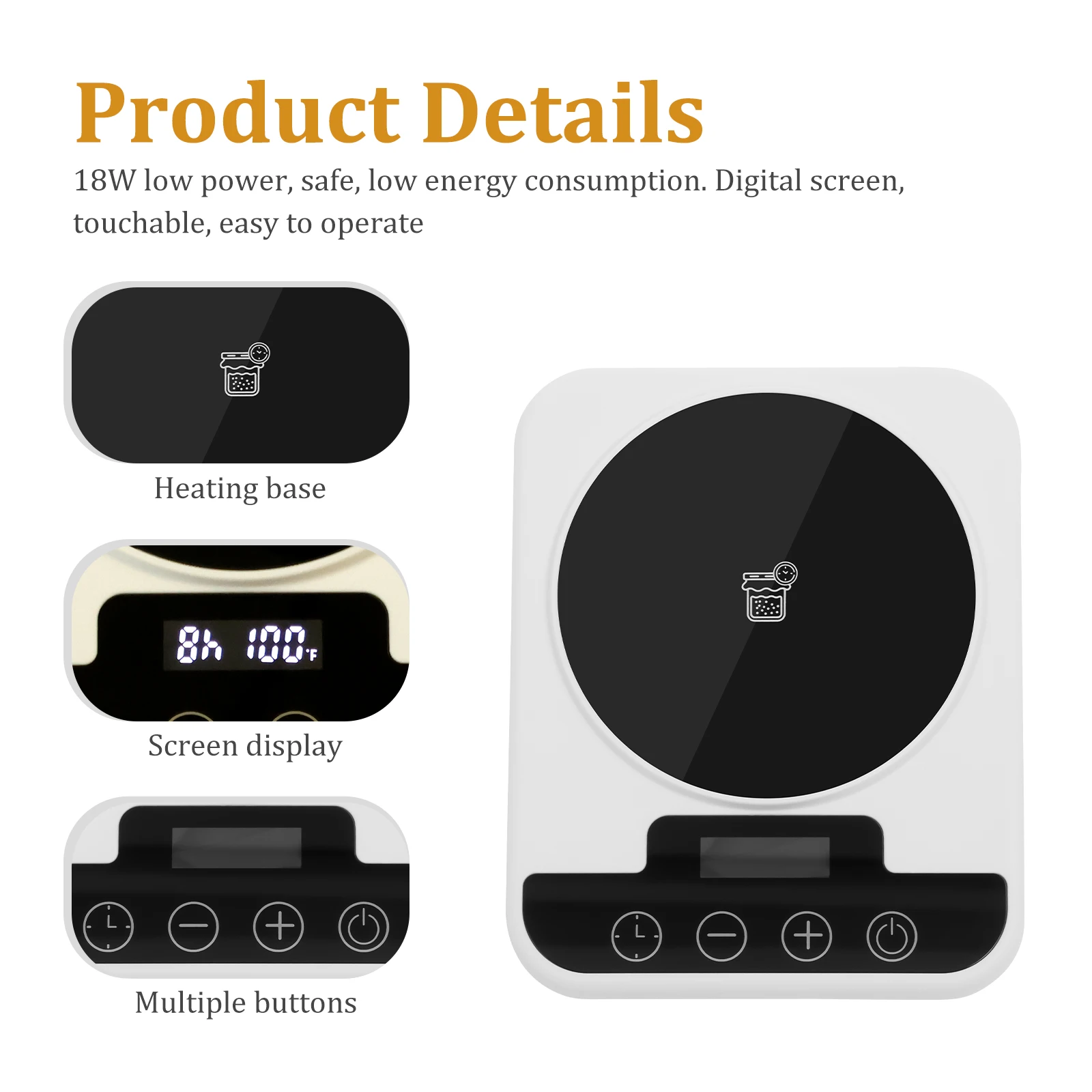 1 قطعة ترموستات تخمير الخميرة العجين المخمر كاتب أكثر دفئا 70 ° F إلى 100 ° F حصيرة تدفئة العجين المخمر قاعدة تخمير مؤقت لمدة 12 ساعة
