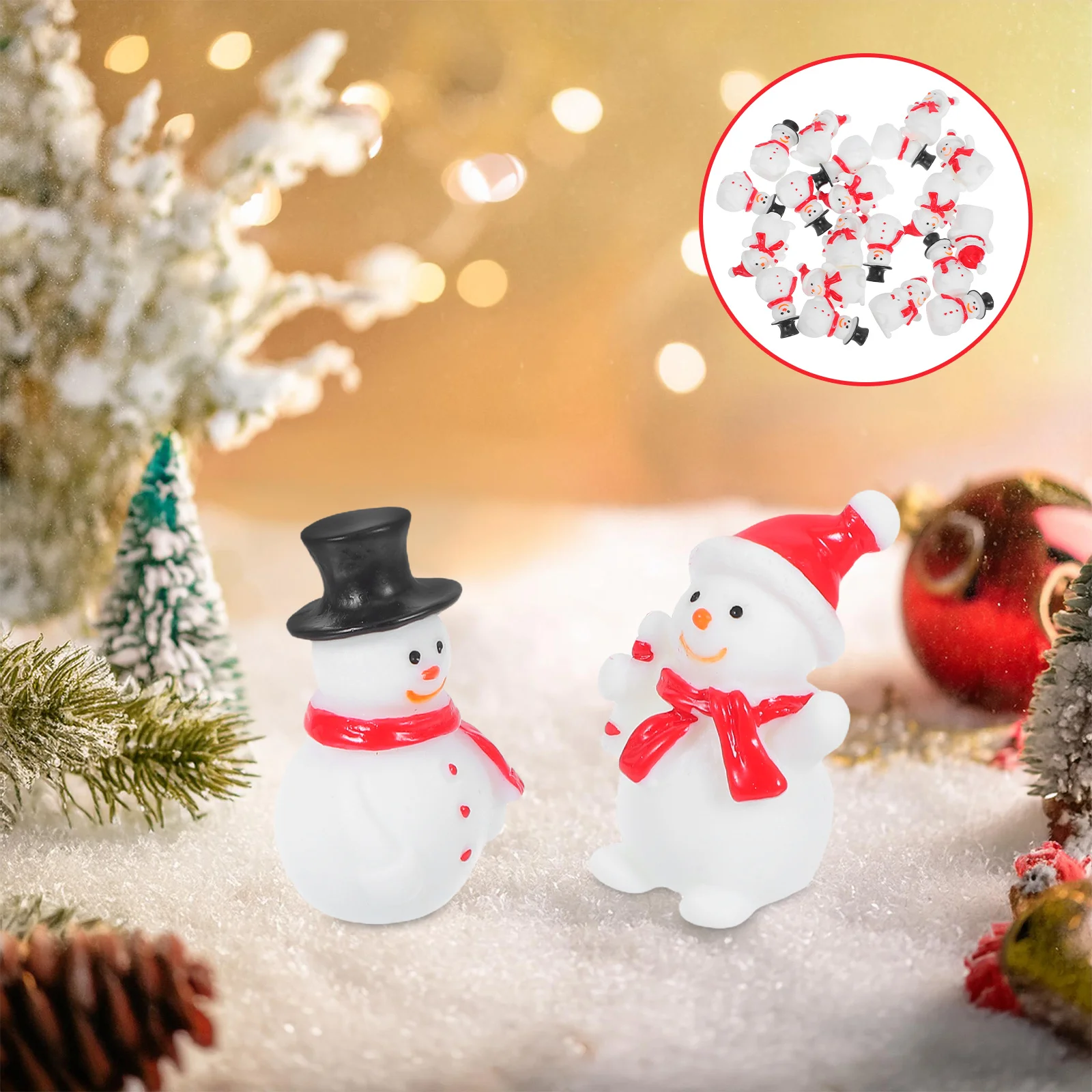 

20Pcs Christmas Snowman Decoration Resin Miniature Tiny Figurines Micro Landscape Ornaments for Fairy Garden Tabletop Holiday