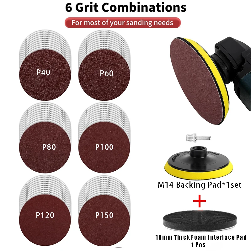 

32 Pcs 5 Inch Sanding Discs M14 Backer Pad Set 40-2000 Grit Abrasive Polishing Pad Kit For Drill Grinder Rotary Tools Sandpapers