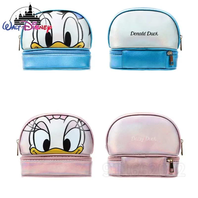 Disney tas kosmetik mewah wanita, kantung kosmetik berpergian merek mewah, kartun 3D Lucu multifungsi