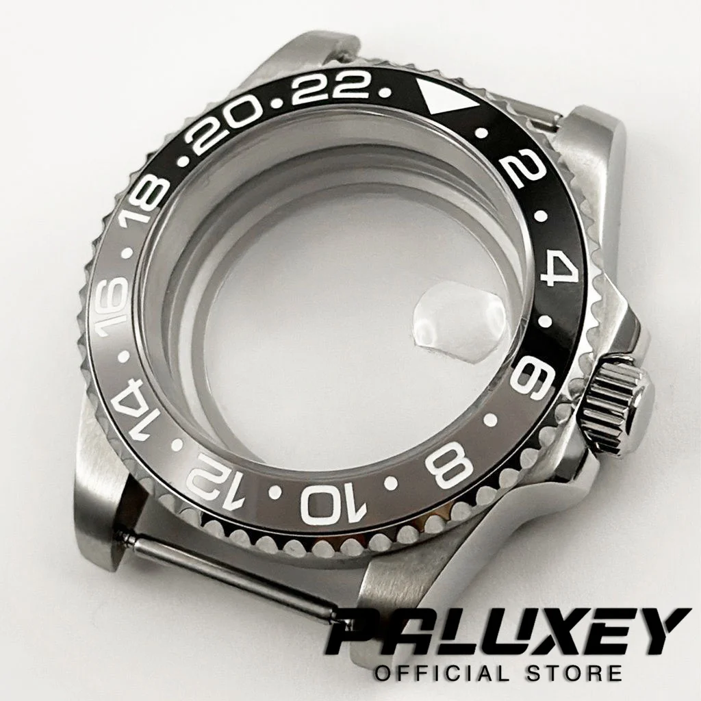 

High-quality 40mm Diver Waterproof Black Gray GMT Steel Case Fit NH34 NH35 NH36 ETA2824 Movement Case Sapphire Glass Watch Box